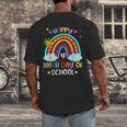 100th Day Of School Rainbow Happy 100 Days Smarter Teacher Men's Back Print T-Shirt, funny design