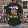 3rd Grade Teachers Love Brains Zombie Teacher Halloween Men's Back Print T-Shirt, funny design 3rd Grade Teachers Love Brains Zombie Teacher Halloween Men's Back Print T-Shirt, funny design
