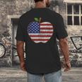 American Flag Teachers Students Apple 4th Of July Vintage Men's Back Print T-Shirt, funny design American Flag Teachers Students Apple 4th Of July Vintage Men's Back Print T-Shirt, funny design