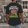 Assistant Principals Love Brains Zombie Teacher Halloween Men's Back Print T-Shirt, funny design