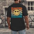Back To School Groovy Smile Preschool Teachers Students Kids Men's Back Print T-Shirt, funny design