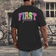 Back To School Neon Checkered First Grade Colorful Teacher Men's Back Print T-Shirt, funny design Back To School Neon Checkered First Grade Colorful Teacher Men's Back Print T-Shirt, funny design