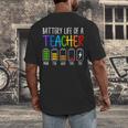 Battery Life Of A Teacher School Teacher Appreciation Men's Back Print T-Shirt, funny design Battery Life Of A Teacher School Teacher Appreciation Men's Back Print T-Shirt, funny design