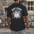 Boo Jour Ghost Halloween French Teacher Cute Coffe Croissant Men's Back Print T-Shirt, funny design