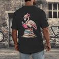 Book Lover Cute Flamingo Reading Teacher Librarian Women Men's Back Print T-Shirt, funny design
