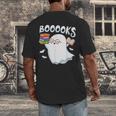 Books Halloween Librarian Teacher Reader Reading Book Lover Men's Back Print T-Shirt, funny design