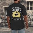 My Broom Broke So Now I Teach Math Teacher Halloween Costume For Men Women Men's Back Print T-Shirt, funny design