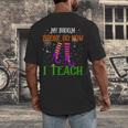My Broom Broke So Now I Teach Teacher Witch Halloween Men's Back Print T-Shirt, funny design