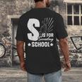 Christian Teacher S Is For Sunday School Essentials Men's Back Print T-Shirt, funny design