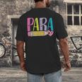Colorful PARA Teacher Paraprofessional Cute Pencil Men's Back Print T-Shirt, funny design