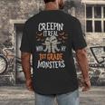 Creepin It Real With My 1st Grade Monsters Halloween Teacher Men's Back Print T-Shirt, funny design