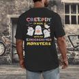 Creepin It Real With Kindergarten Monsters Halloween Teacher Men's Back Print T-Shirt, funny design Creepin It Real With Kindergarten Monsters Halloween Teacher Men's Back Print T-Shirt, funny design