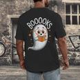 Cute Ghost Book Reading Halloween Teacher Men's Back Print T-Shirt, funny design Cute Ghost Book Reading Halloween Teacher Men's Back Print T-Shirt, funny design