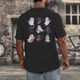 Cute Ghost Cat Playing Musical Halloween Music Teacher Men's Back Print T-Shirt, funny design