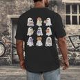 Cute Ghost Reading Books Teacher Halloween Reading Men Women Kids Men's Back Print T-Shirt, funny design