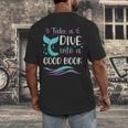 Cute Mermaid Librarian Teacher Dive Into A Good Book Reading Men's Back Print T-Shirt, funny design Cute Mermaid Librarian Teacher Dive Into A Good Book Reading Men's Back Print T-Shirt, funny design