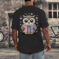 Cute Reading Owl Book Lover Teacher Librarian Bookworm Men's Back Print T-Shirt, funny design Cute Reading Owl Book Lover Teacher Librarian Bookworm Men's Back Print T-Shirt, funny design