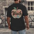 Cute Teacher With Apple Retro Teacher Kids Back To School Men's Back Print T-Shirt, funny design