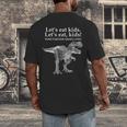 Lets Eat Kids Punctuation Saves Lives Dinosaur Teacher Men's Back Print T-Shirt, funny design Lets Eat Kids Punctuation Saves Lives Dinosaur Teacher Men's Back Print T-Shirt, funny design