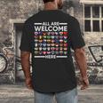 ESL Teacher All Are Welcome Here For Worlds Virtual Teachers Men's Back Print T-Shirt, funny design