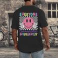 Everyone Communicates Differently Autism Awareness Teacher Men's Back Print T-Shirt, funny design Everyone Communicates Differently Autism Awareness Teacher Men's Back Print T-Shirt, funny design