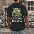 Eye Survived 100 Days Of School Monster Lover Teacher Kids Men's Back Print T-Shirt, funny design
