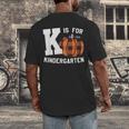Fall Kindergarten Teacher K Is For Buffalo Plaid Pumpkin Men's Back Print T-Shirt, funny design Fall Kindergarten Teacher K Is For Buffalo Plaid Pumpkin Men's Back Print T-Shirt, funny design