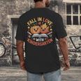 Fall In Love With Kindergarten Autumn Kindergarten Teacher Men's Back Print T-Shirt, funny design Fall In Love With Kindergarten Autumn Kindergarten Teacher Men's Back Print T-Shirt, funny design