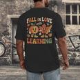 Fall In Love With Learning Retro Autumn Thanksgiving Teacher Men's Back Print T-Shirt, funny design