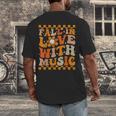 Fall In Love With Music Groovy Thanksgiving Music Teacher Men Women Girls Kids Men's Back Print T-Shirt, funny design Fall In Love With Music Groovy Thanksgiving Music Teacher Men Women Girls Kids Men's Back Print T-Shirt, funny design