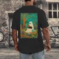 Groovy Ghost Reading Book Cat Halloween Ghost Teacher Men's Back Print T-Shirt, funny design