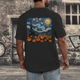 Halloween Pumpkin Starry Night Van Gogh Art Teacher Men's Back Print T-Shirt, funny design