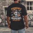 Halloween Skeleton Teacher Phonemes Graphemes Caffeine Lover Men's Back Print T-Shirt, funny design