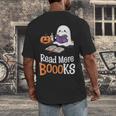 Halloween Teacher Women Cute Reading Ghost Read More Books Men's Back Print T-Shirt, funny design