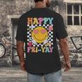Happy Fri-Yay Groovy Teacher Friday Weekend Fri Yay Men's Back Print T-Shirt, funny design