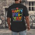 Happy Fri-Yay Teacher Life Weekend Pun Happy Friday Men's Back Print T-Shirt, funny design Happy Fri-Yay Teacher Life Weekend Pun Happy Friday Men's Back Print T-Shirt, funny design