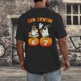 Haunted By 67 Boo Ghost Pumpkin Halloween Teacher Men's Back Print T-Shirt, funny design