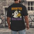 Haunted By Fractions Math Halloween Teacher Men's Back Print T-Shirt, funny design