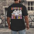 Haunted By My TBR Cute Ghosts Book Reading Teacher Halloween Men's Back Print T-Shirt, funny design