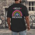 Hello Preschool Teacher Student Girls Rainbow Back To School Men's Back Print T-Shirt, funny design
