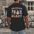 Inclusion Isn't Scary Ghost Halloween SLP Sped Teacher Men's Back Print T-Shirt, funny design Inclusion Isn't Scary Ghost Halloween SLP Sped Teacher Men's Back Print T-Shirt, funny design