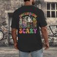 Inclusion Isnt Scary Halloween Skeleton Ghost Sped Teacher Men's Back Print T-Shirt, funny design Inclusion Isnt Scary Halloween Skeleton Ghost Sped Teacher Men's Back Print T-Shirt, funny design