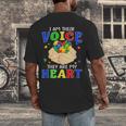 I Am Their Voice They Are My Heart Autism Awareness Teacher Men's Back Print T-Shirt, funny design