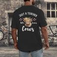Just A Teacher Who Loves Cows Shirt Cute Highland Cow Men's Back Print T-Shirt, funny design