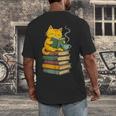Kawaii Cats Lover Coffee Books Teacher Librarian Cat Men's Back Print T-Shirt, funny design