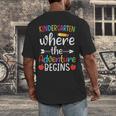 Kindergarten Where The Adventure Begins Shirt Children's Teacher Men's Back Print T-Shirt, funny design