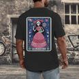La Maestra Halloween Mexican Bingo Card Teacher Lottery Card Men's Back Print T-Shirt, funny design