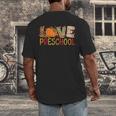 Love Preschool Happy Fall Thanksgiving Women Teacher Men's Back Print T-Shirt, funny design Love Preschool Happy Fall Thanksgiving Women Teacher Men's Back Print T-Shirt, funny design
