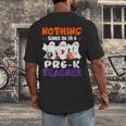 Nothing Scares Me I'm A Pre-K Teacher Halloween Ghosts Men's Back Print T-Shirt, funny design