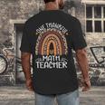 One Thankful Math Teacher Leopard Rainbow Thanksgiving Men's Back Print T-Shirt, funny design One Thankful Math Teacher Leopard Rainbow Thanksgiving Men's Back Print T-Shirt, funny design